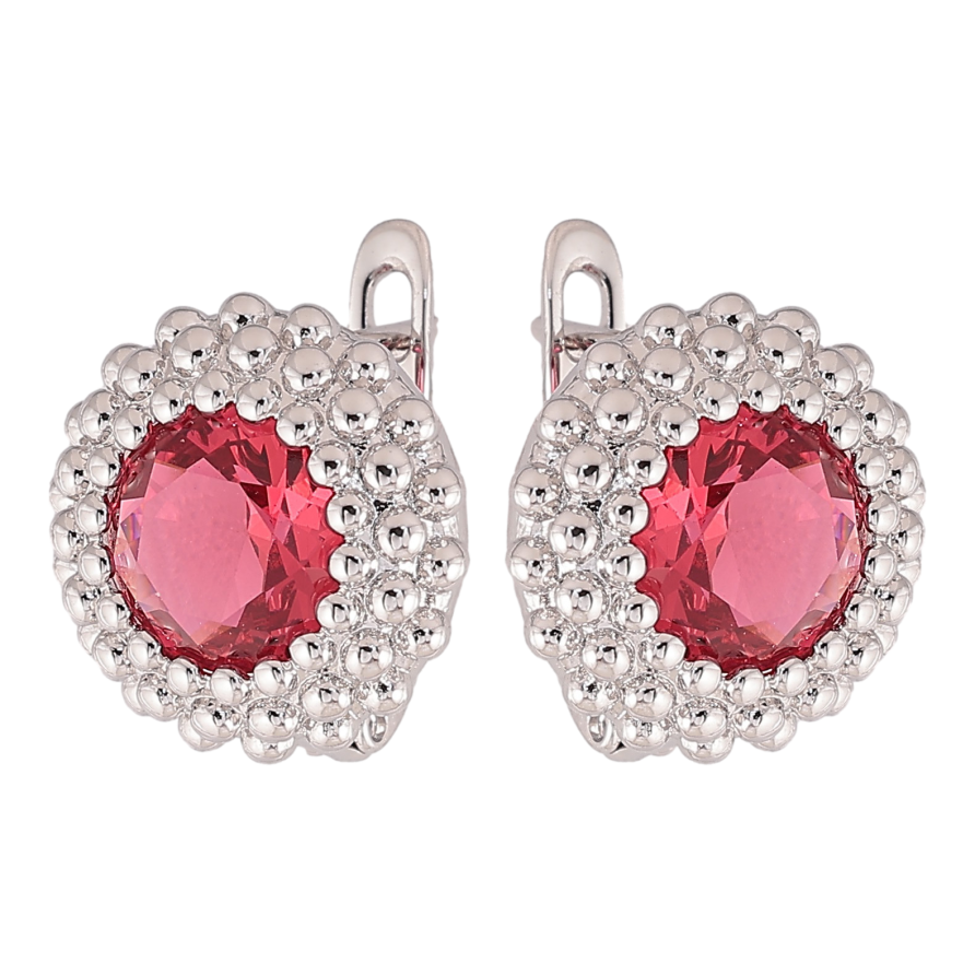 Сережки Xuping колір Родій англійський замок "Червоні кристали в декоративній оправі" фото №1