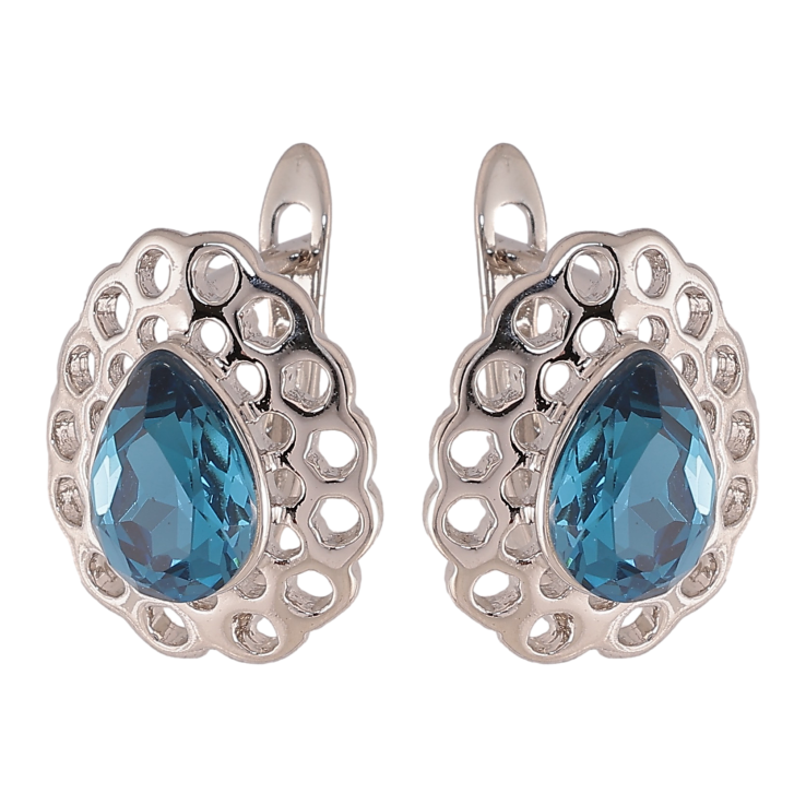 Серьги Xuping цвет Родий с кристаллами Swarovski английский замок "Узор с кристаллами Montana" фото №23 Серьги Xuping цвет Родий с кристаллами Swarovski английский замок "Узор с кристаллами Montana" фото №23