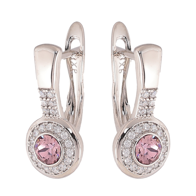Серьги Xuping цвет Родий с кристаллами Swarovski английский замок "Узор с кристаллами Rose" фото №1 Серьги Xuping цвет Родий с кристаллами Swarovski английский замок "Узор с кристаллами Rose" фото №1