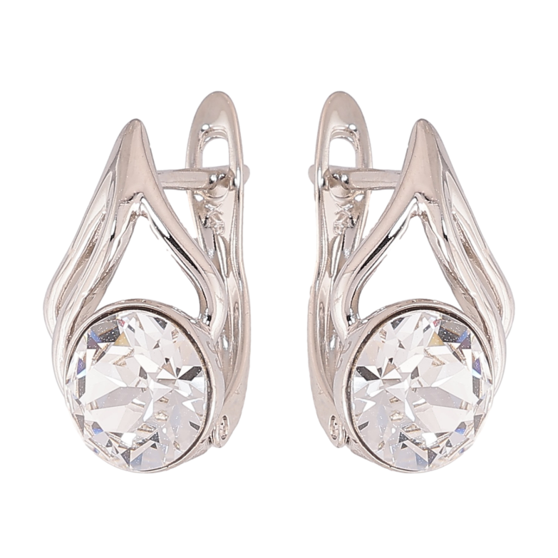 Серьги Xuping цвет Родий с кристаллами Swarovski английский замок "Узор с кристаллами Clear" фото №1