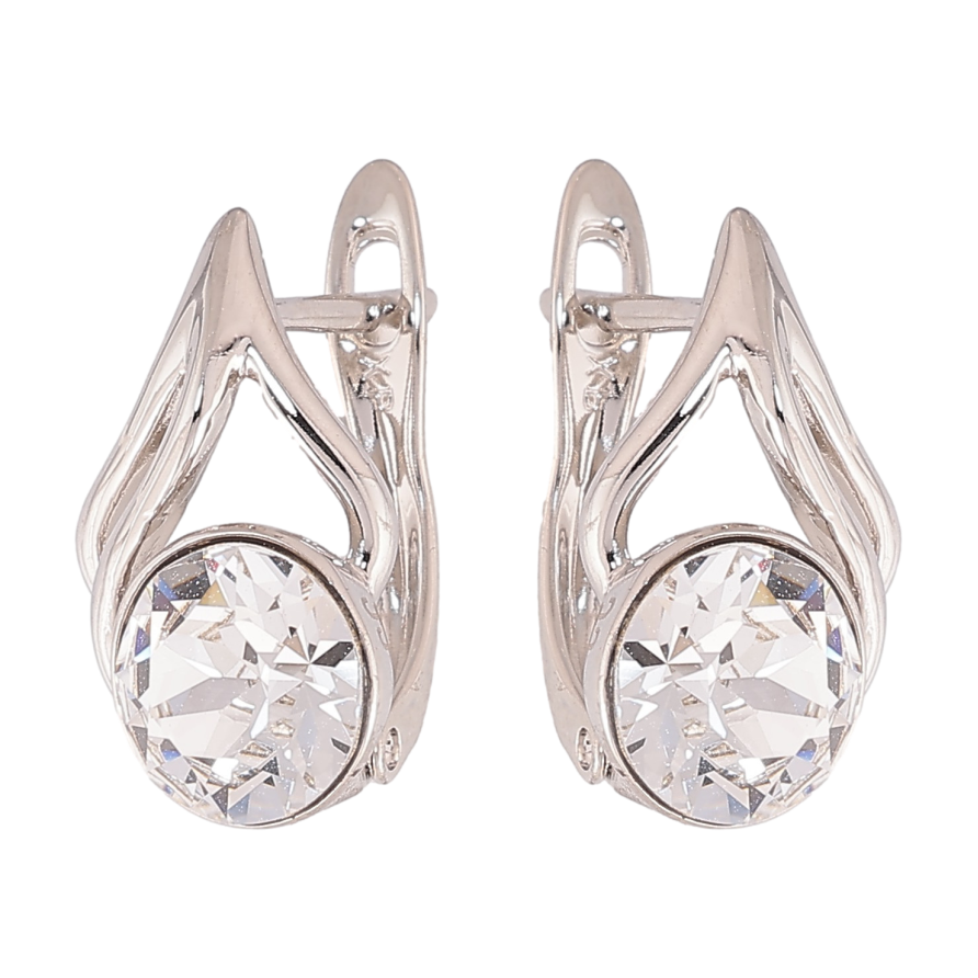 Серьги Xuping цвет Родий с кристаллами Swarovski английский замок "Узор с кристаллами Clear" фото №1 Серьги Xuping цвет Родий с кристаллами Swarovski английский замок "Узор с кристаллами Clear" фото №1