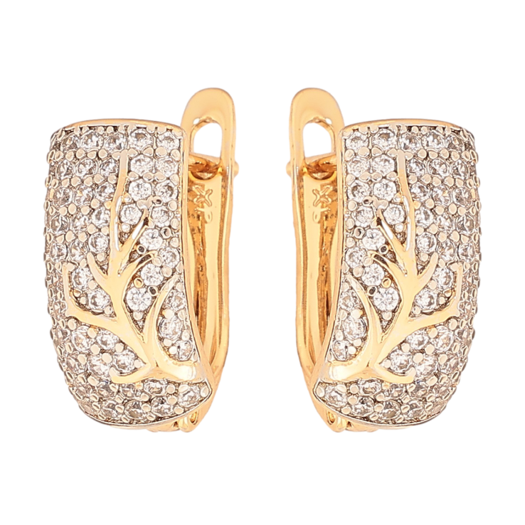 Сережки Xuping колір позолота 18K + родій англійський замок інкрустація кристалами фото №13