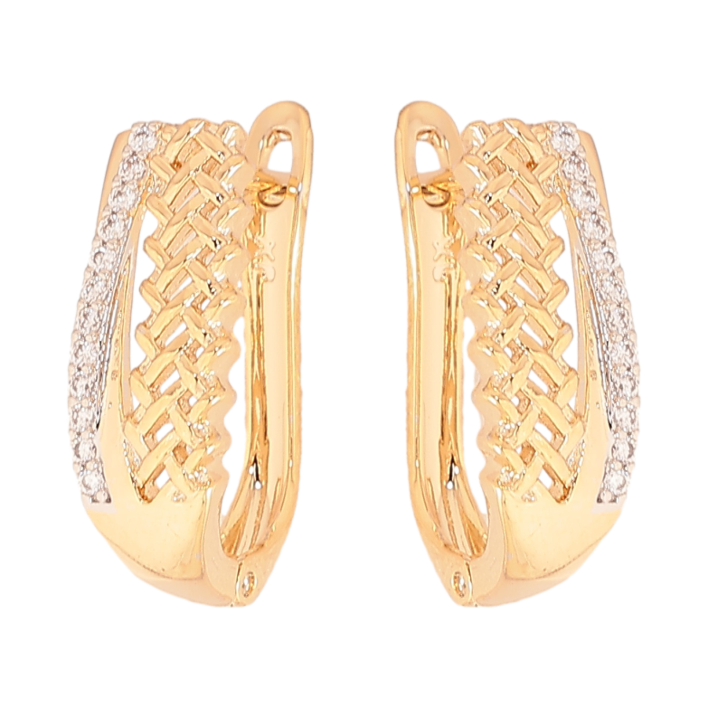 Сережки Xuping колір позолота 18K + родій англійський замок візерунок з кристалами фото №4