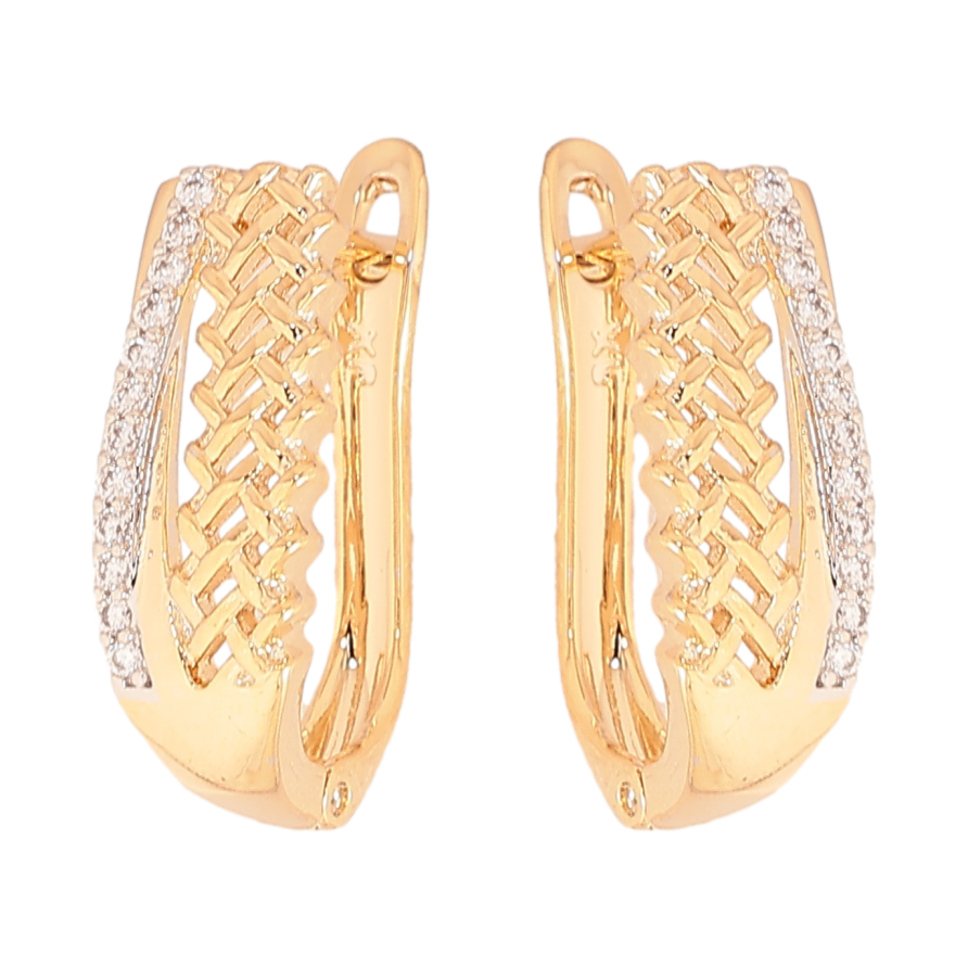 Сережки Xuping колір позолота 18K + родій англійський замок візерунок з кристалами фото №1