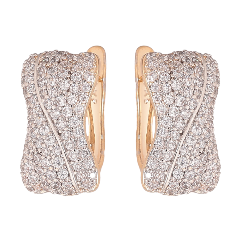 Серьги Xuping цвет позолота 18K + родий английский замок узор с инкрустацией кристаллами фото №5