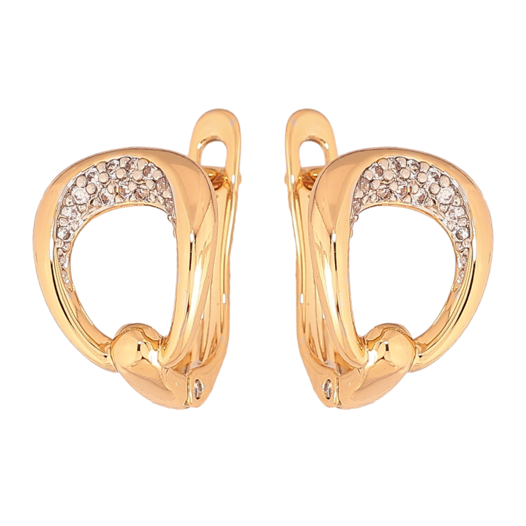 Сережки Xuping колір позолота 18K + родій англійський замок візерунок з кристалами фото №13