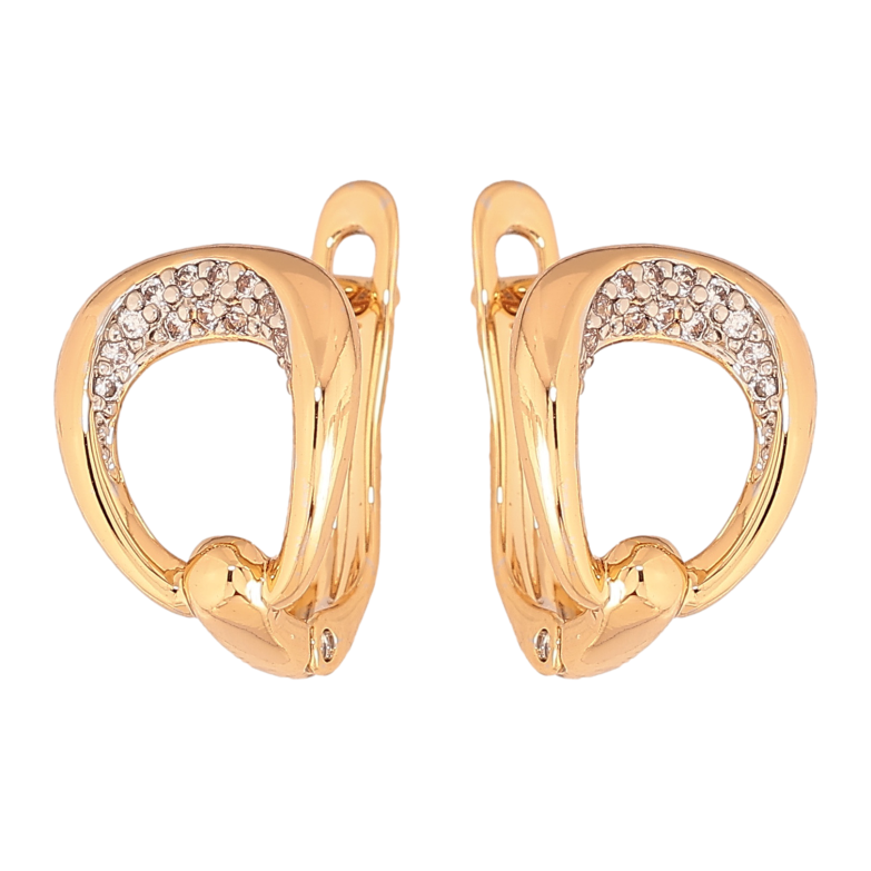 Серьги Xuping цвет позолота 18K + родий английский замок узор с кристаллами фото №1 Серьги Xuping цвет позолота 18K + родий английский замок узор с кристаллами фото №1