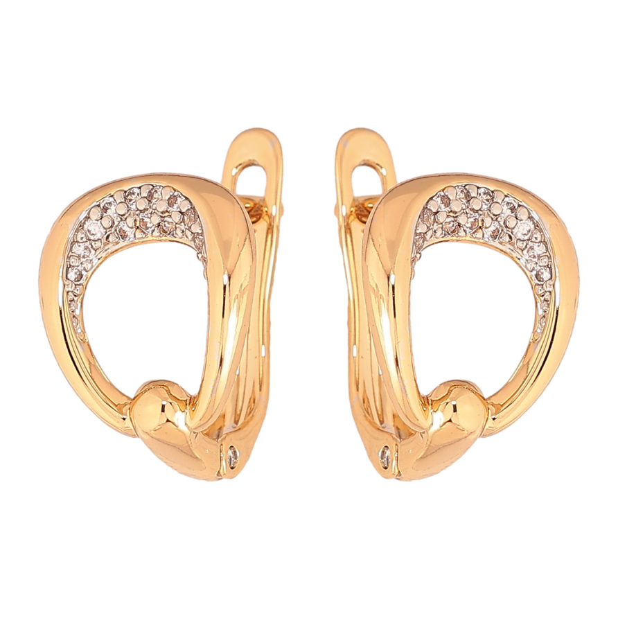 Серьги Xuping цвет позолота 18K + родий английский замок узор с кристаллами фото №1 Серьги Xuping цвет позолота 18K + родий английский замок узор с кристаллами фото №1