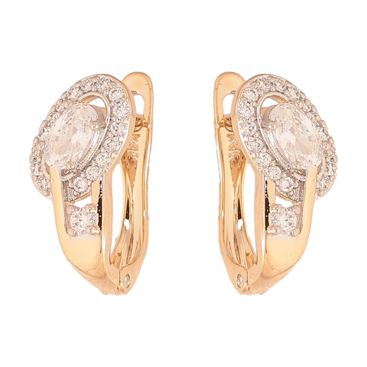 Сережки Xuping колір позолота 18K + родій англійський замок візерунок з кристалами фото №8