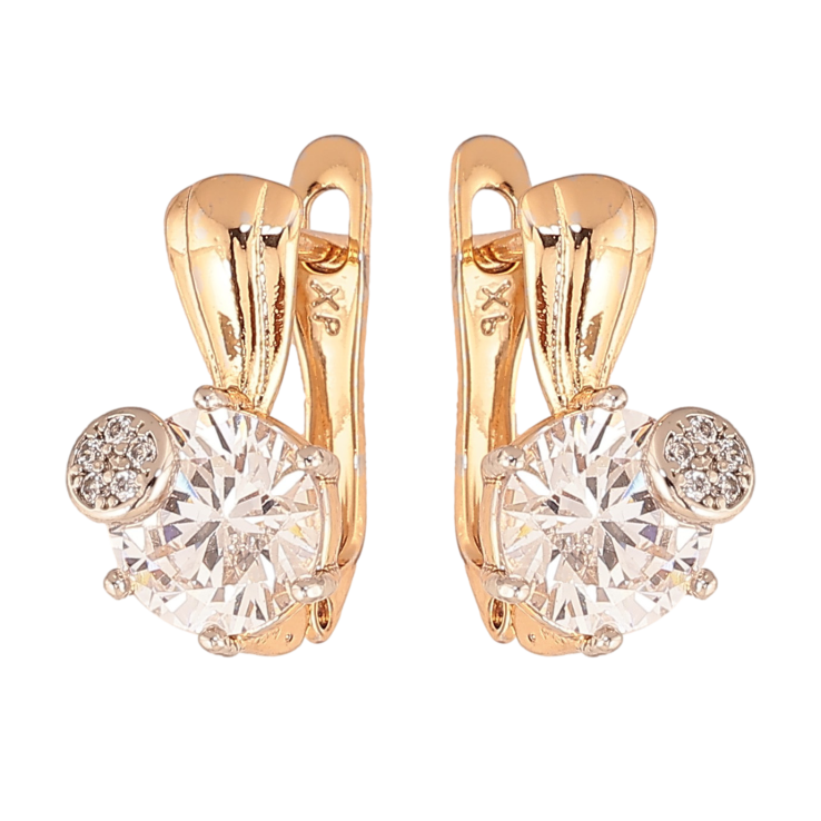 Сережки Xuping колір Позолота 18K + Родій англійський замок "Візерунок з кристалами" фото №14