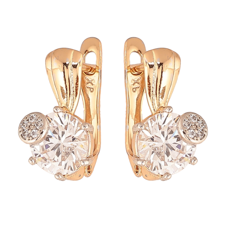 Сережки Xuping колір Позолота 18K + Родій англійський замок "Візерунок з кристалами" фото №1 Сережки Xuping колір Позолота 18K + Родій англійський замок "Візерунок з кристалами" фото №1