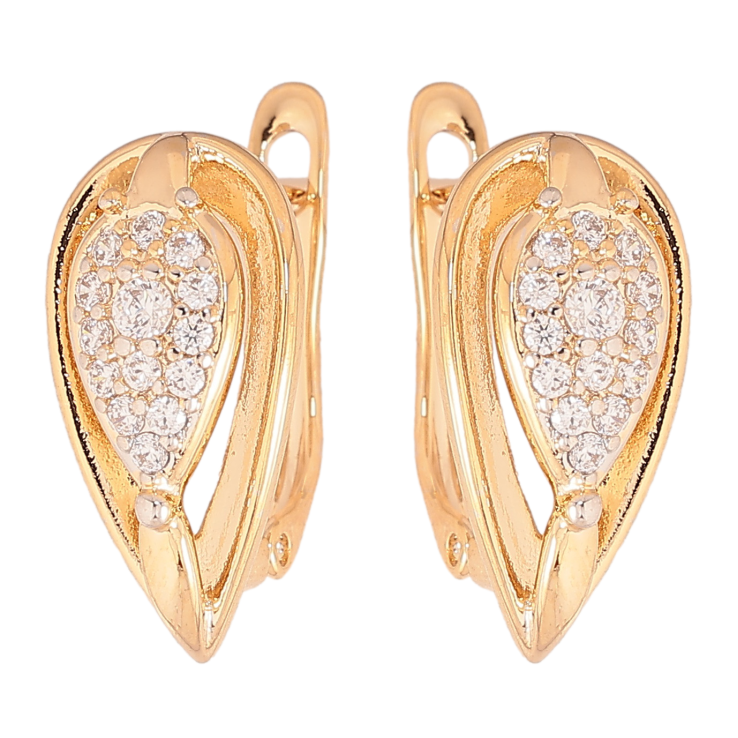 Сережки Xuping колір позолота 18K + родій англійський замок візерунок з кристалами фото №20