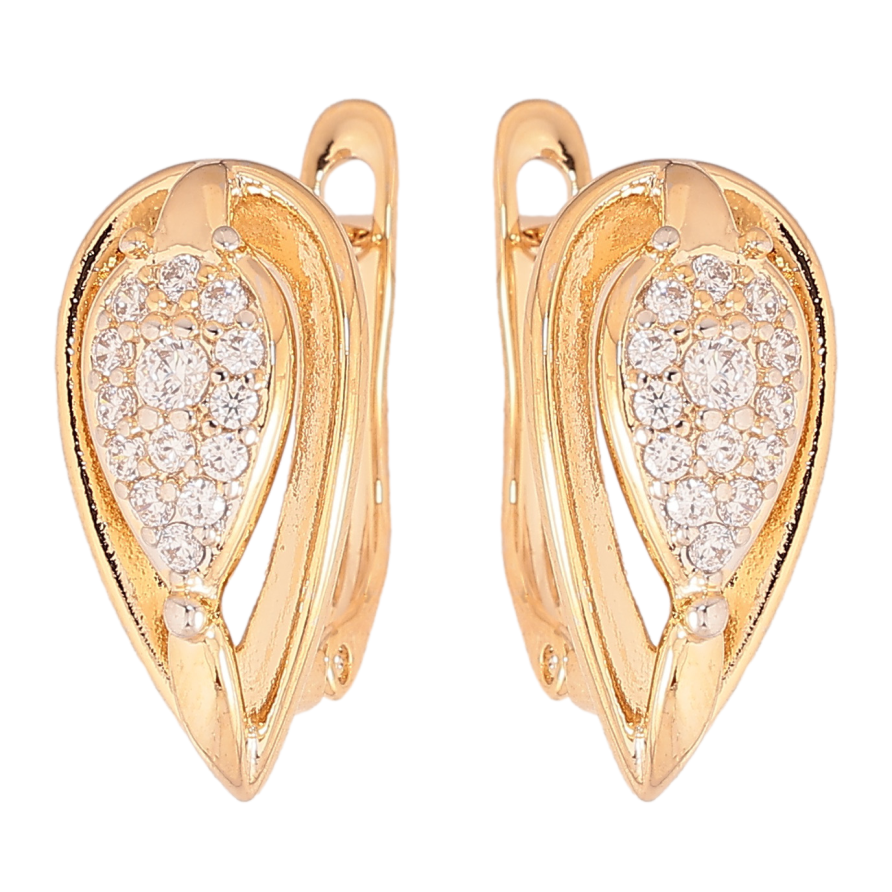 Сережки Xuping колір позолота 18K + родій англійський замок візерунок з кристалами фото №1 Сережки Xuping колір позолота 18K + родій англійський замок візерунок з кристалами фото №1