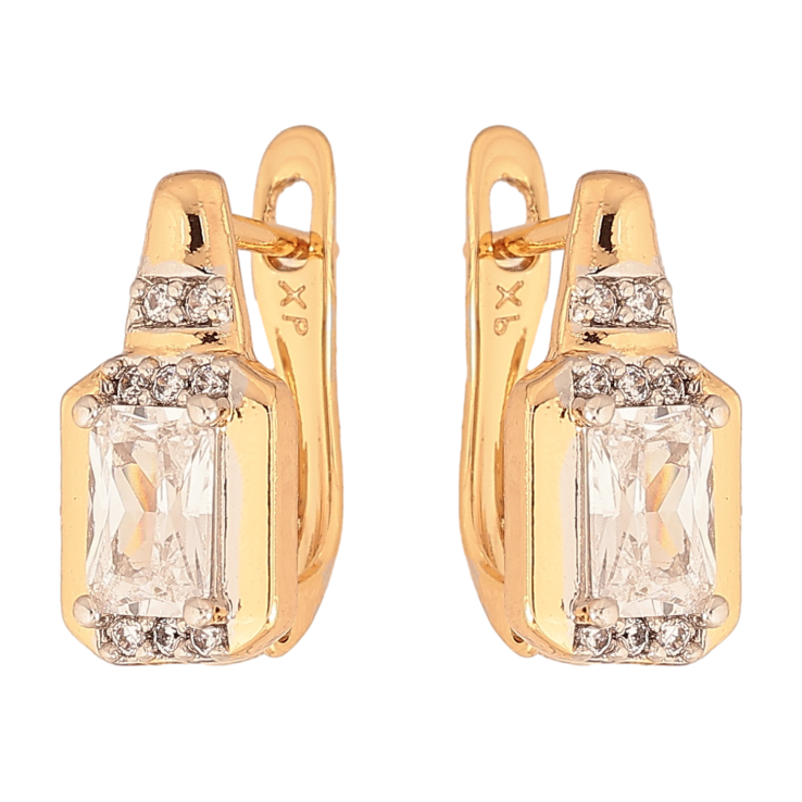 Сережки Xuping колір позолота 18K + родій англійський замок візерунок з кристалами фото №12