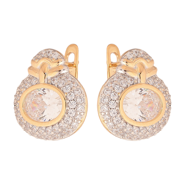 Сережки Xuping колір позолота 18K + родій англійський замок візерунок інкрустацією з кристалами фото №2