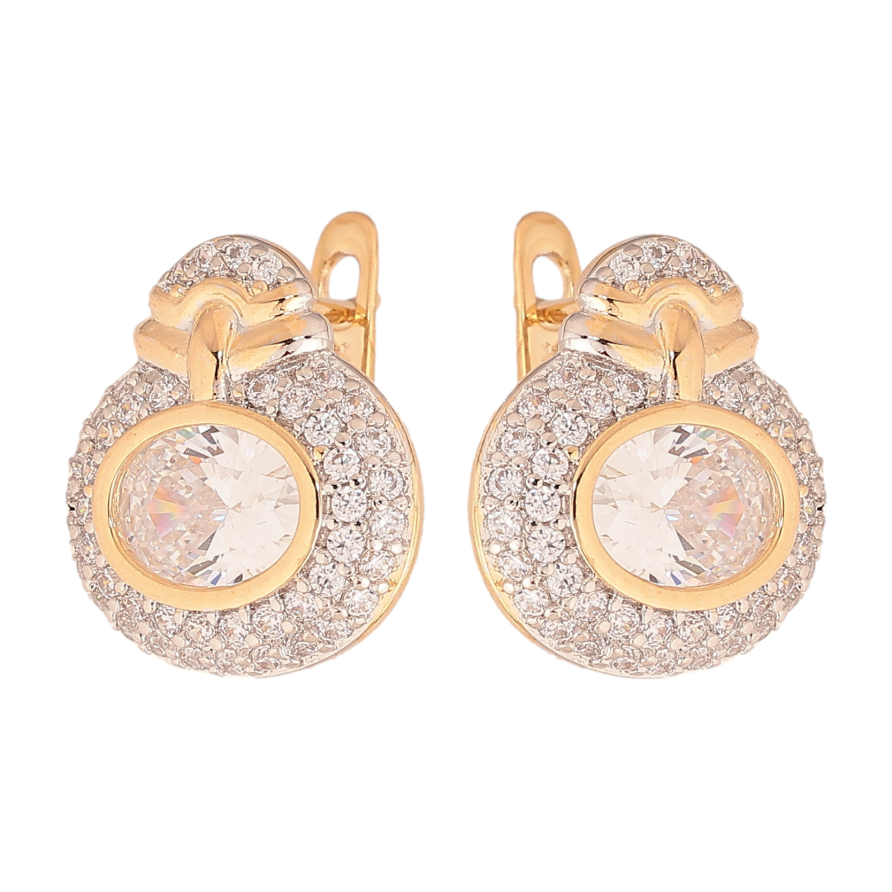 Сережки Xuping колір позолота 18K + родій англійський замок візерунок інкрустацією з кристалами фото №1