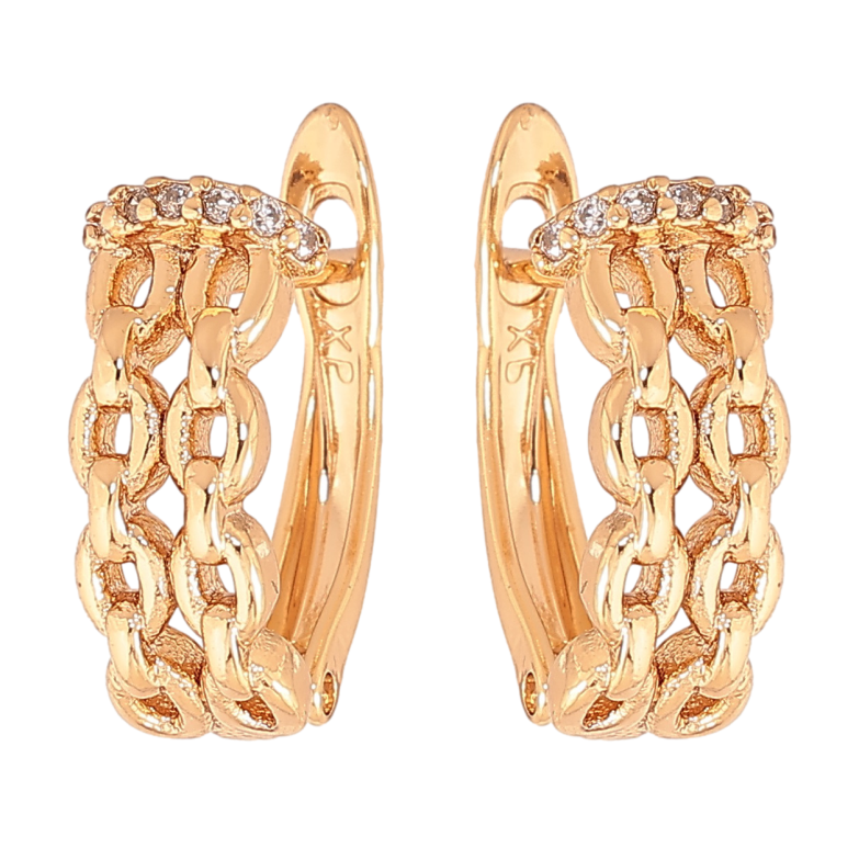 Серьги Xuping цвет позолота 18K английский замок узор цепочка с кристаллами фото №1