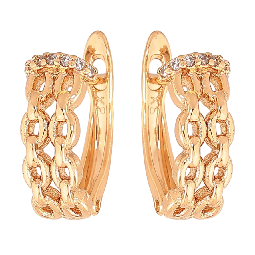 Сережки Xuping колір позолота 18K англійський замок візерунок ланцюжок з кристалами фото №1