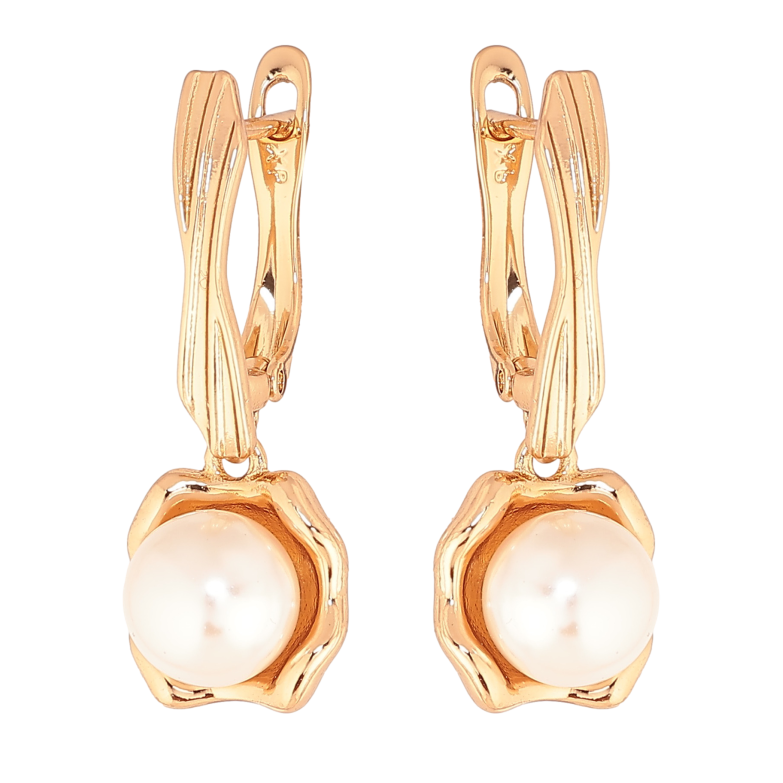 Серьги Xuping цвет позолота 18K английский замок жемчужные подвески фото №1