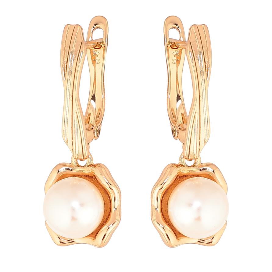 Серьги Xuping цвет позолота 18K английский замок жемчужные подвески фото №1