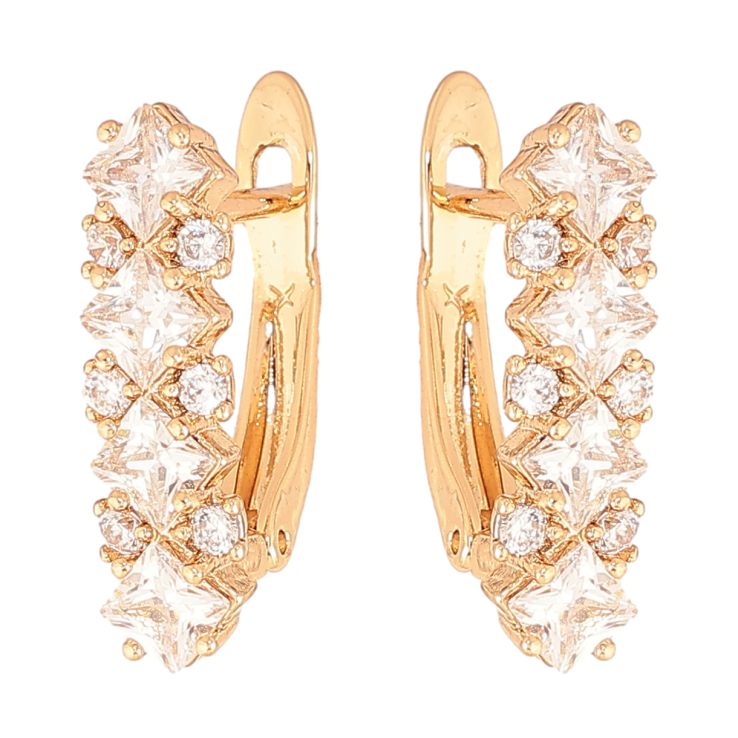 Сережки Xuping колір позолота 18K англійський замок візерунок з кристалами фото №12 Сережки Xuping колір позолота 18K англійський замок візерунок з кристалами фото №12