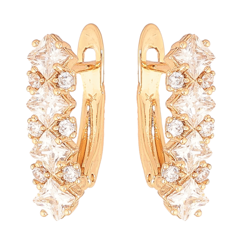 Серьги Xuping цвет позолота 18K английский замок узор с кристаллами фото №1