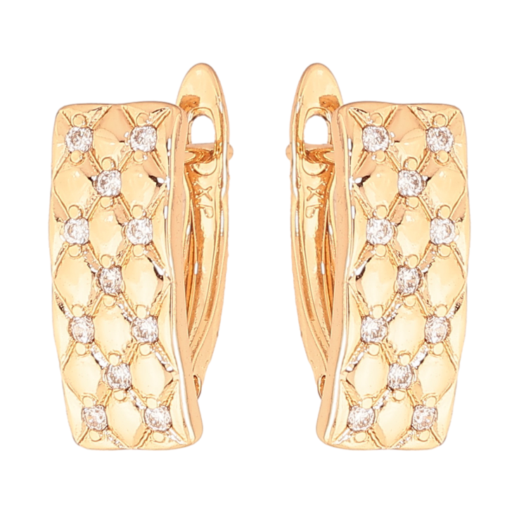 Сережки Xuping колір позолота 18K англійський замок візерунок з кристалами фото №4 Сережки Xuping колір позолота 18K англійський замок візерунок з кристалами фото №4