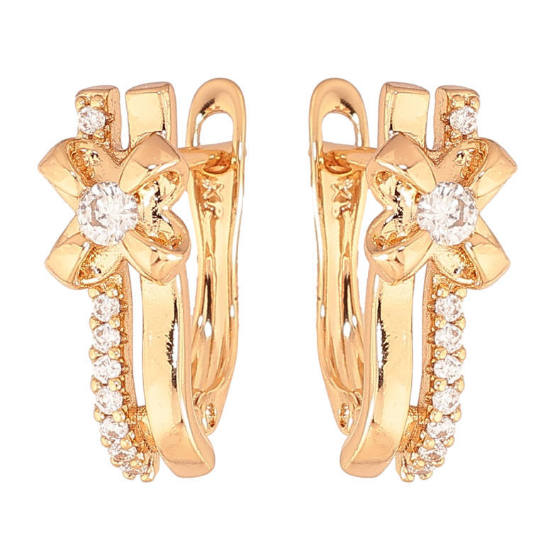 Серьги Xuping цвет позолота 18K английский замок узор с кристаллами фото №1 Серьги Xuping цвет позолота 18K английский замок узор с кристаллами фото №1