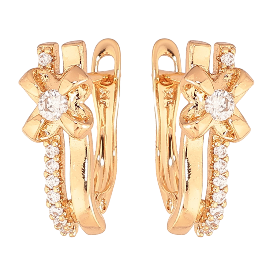 Серьги Xuping цвет позолота 18K английский замок узор с кристаллами фото №1 Серьги Xuping цвет позолота 18K английский замок узор с кристаллами фото №1