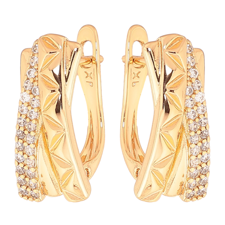 Серьги Xuping цвет позолота 18K английский замок узор с кристаллами фото №1 Серьги Xuping цвет позолота 18K английский замок узор с кристаллами фото №1