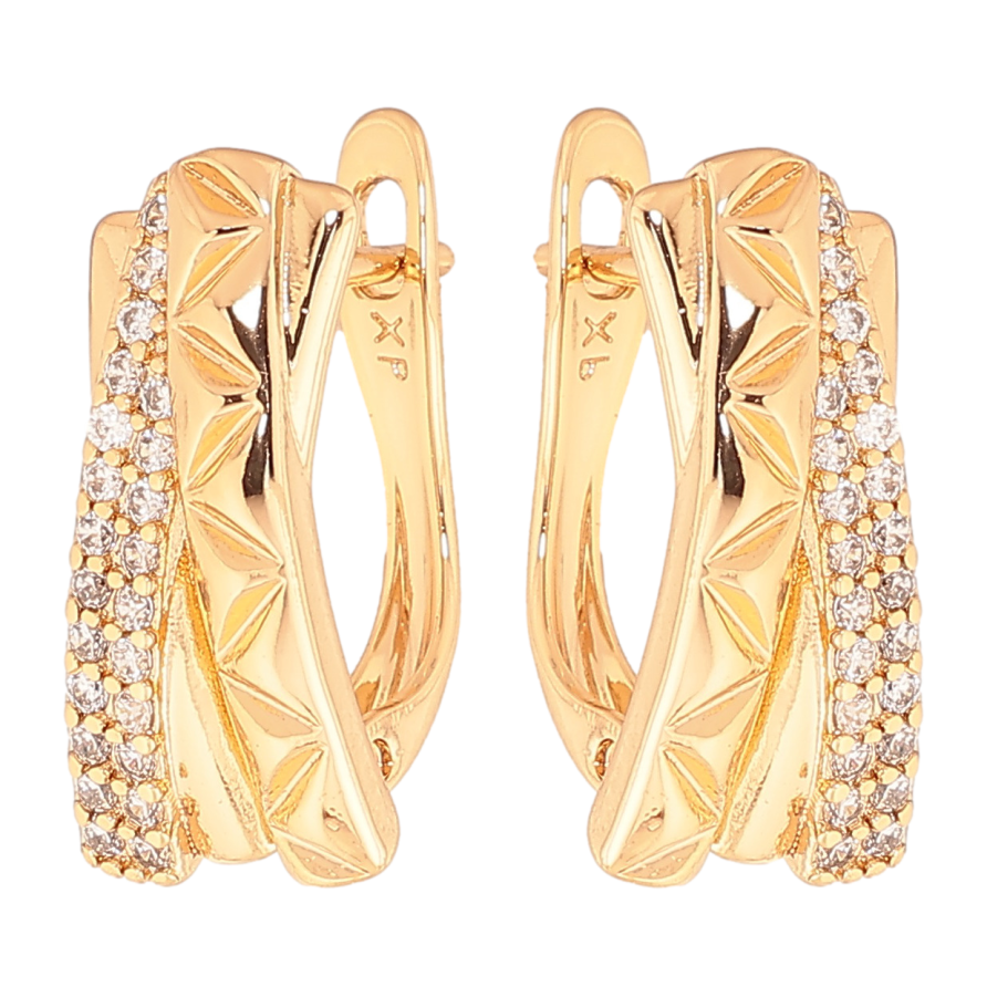 Серьги Xuping цвет позолота 18K английский замок узор с кристаллами фото №1 Серьги Xuping цвет позолота 18K английский замок узор с кристаллами фото №1