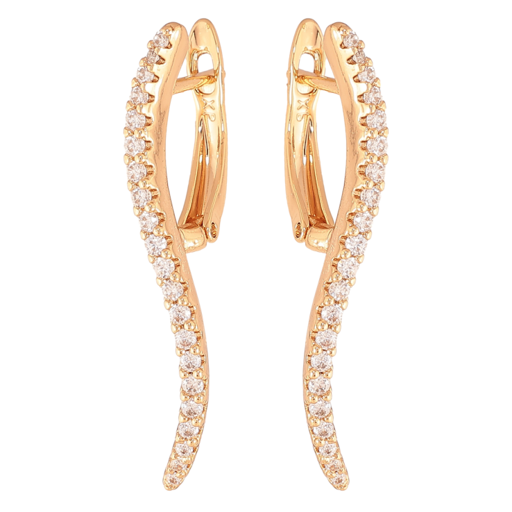 Серьги Xuping цвет позолота 18K английский замок волнистые дорожки кристаллов фото №12 Серьги Xuping цвет позолота 18K английский замок волнистые дорожки кристаллов фото №12