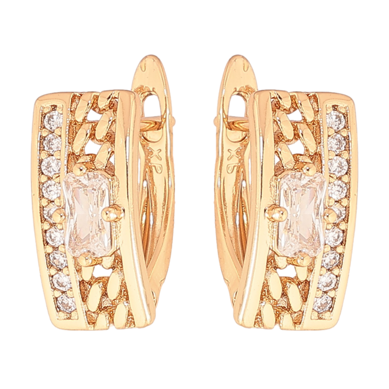 Серьги Xuping цвет позолота 18K английский замок узор цепочка с кристаллами фото №1