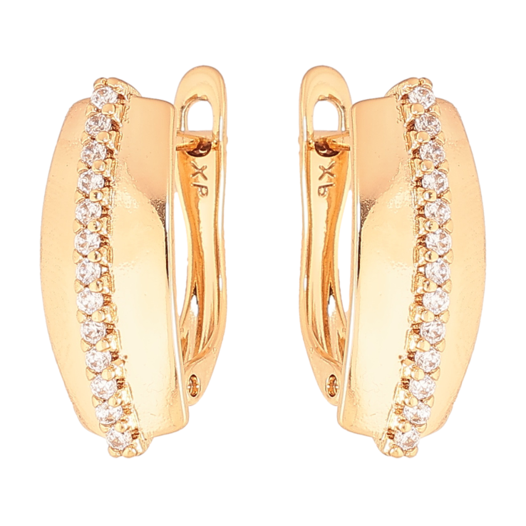 Сережки Xuping колір позолота 18K англійський замок візерунок з кристалами фото №6