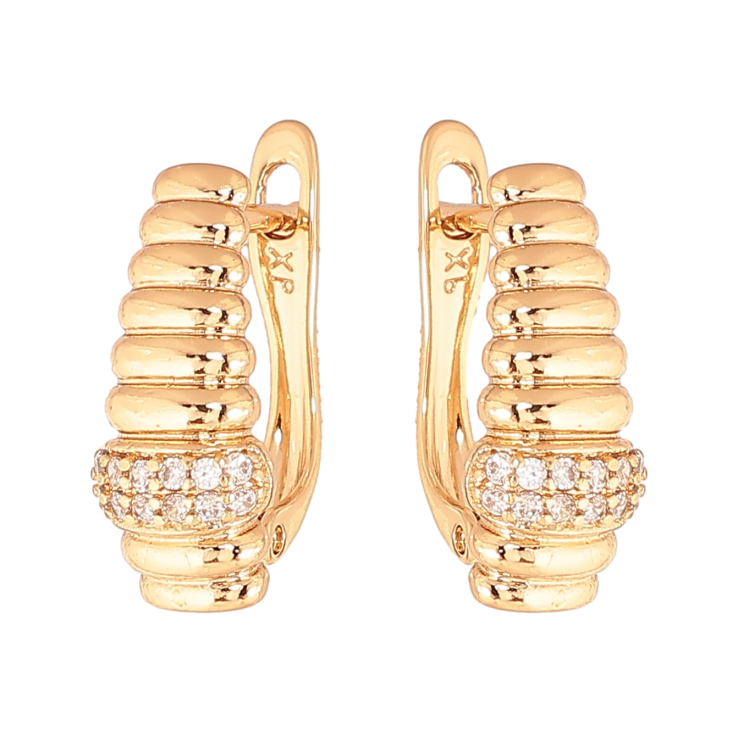 Сережки Xuping колір позолота 18K англійський замок візерунок з кристалами фото №19 Сережки Xuping колір позолота 18K англійський замок візерунок з кристалами фото №19