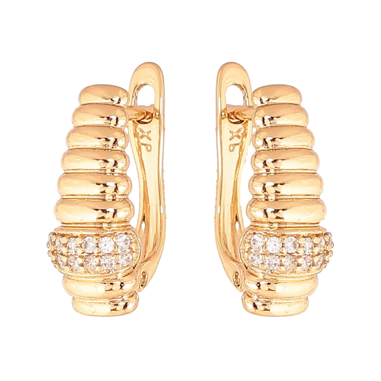 Сережки Xuping колір позолота 18K англійський замок візерунок з  кристалами фото №1