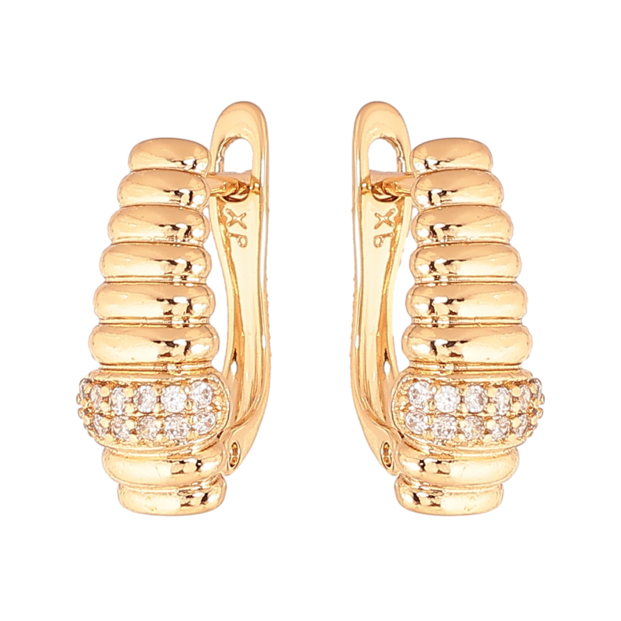 Сережки Xuping колір позолота 18K англійський замок візерунок з  кристалами фото №1