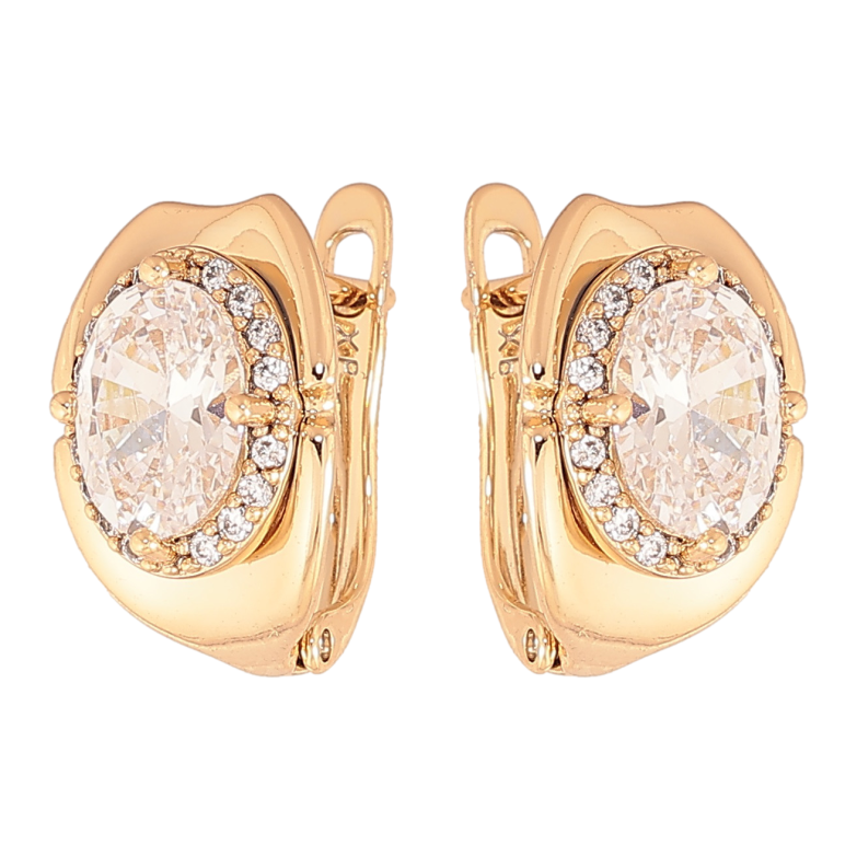 Серьги Xuping цвет позолота 18K английский замок узор с кристаллами фото №1