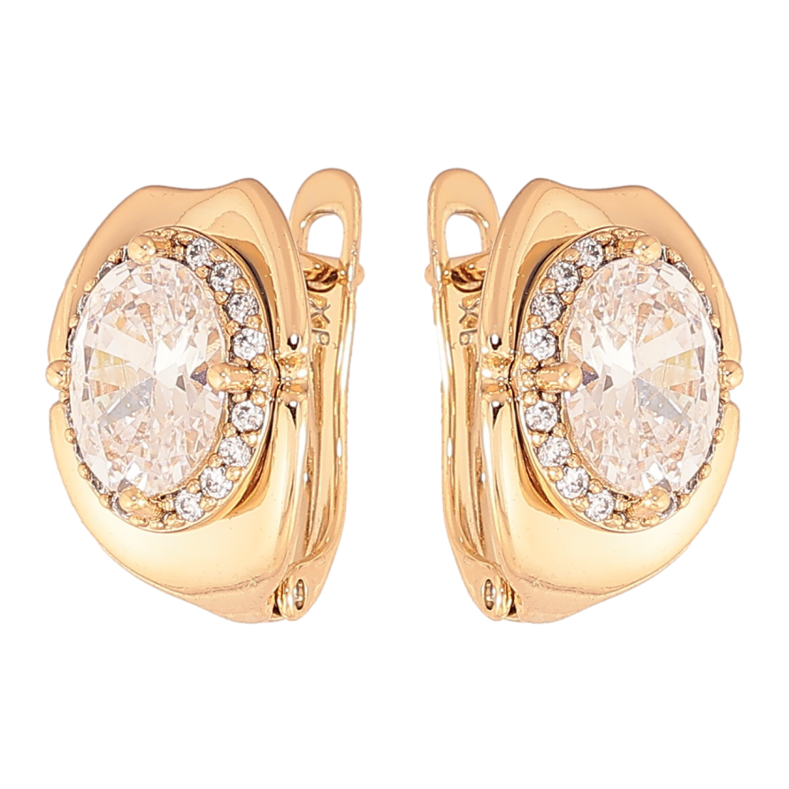 Сережки Xuping колір позолота 18K англійський замок візерунок з  кристалами фото №1