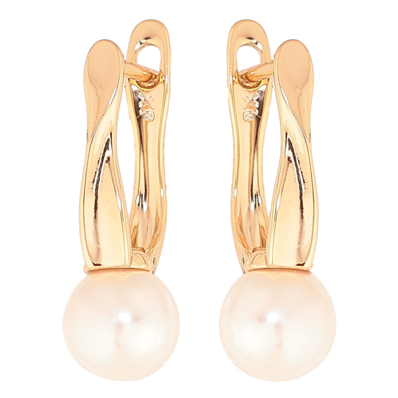 Сережки Xuping колір позолота 18K англійський замок візерунок з перлинами фото №1 Сережки Xuping колір позолота 18K англійський замок візерунок з перлинами фото №1