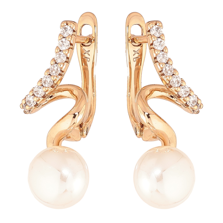 Серьги Xuping цвет позолота 18K английский замок узор с жемчужинами фото №4 Серьги Xuping цвет позолота 18K английский замок узор с жемчужинами фото №4