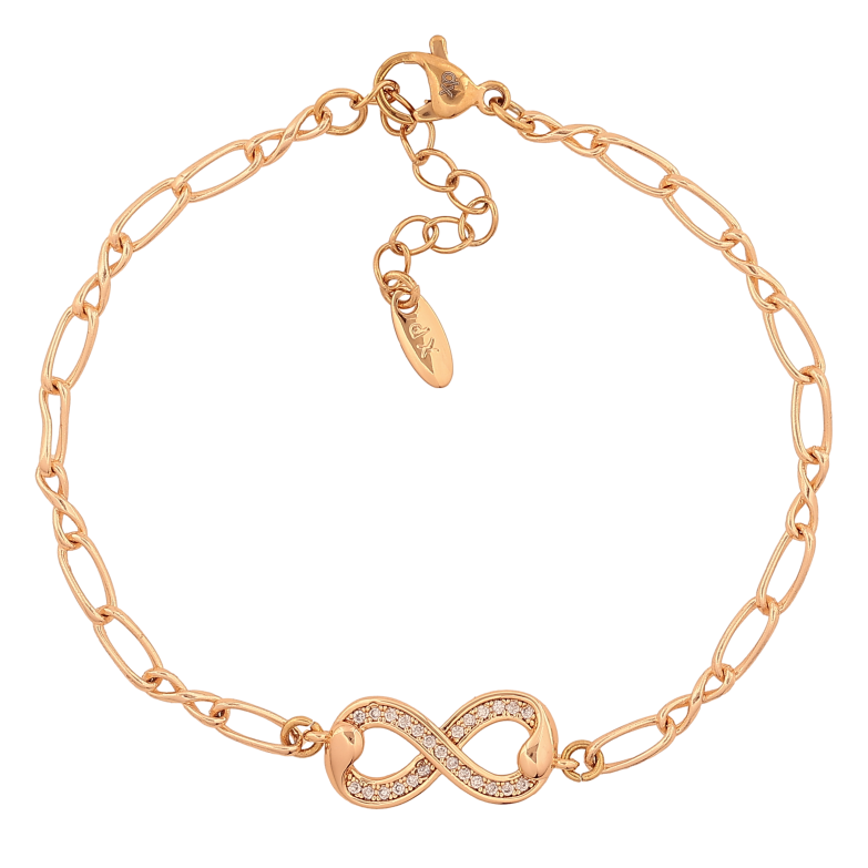 Браслет Xuping M&L колір 18К "Ланцюжок із вставкою знак нескінченності" довжина з дод. ланцюжком 16.5-19.5см х 3-8мм фото №1
