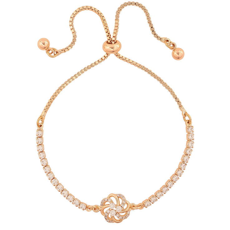 Браслет Xuping M&L цвет 18K "Дорожка кристаллов с цветочком" на бегунке 8-22см х 1-10мм фото №6