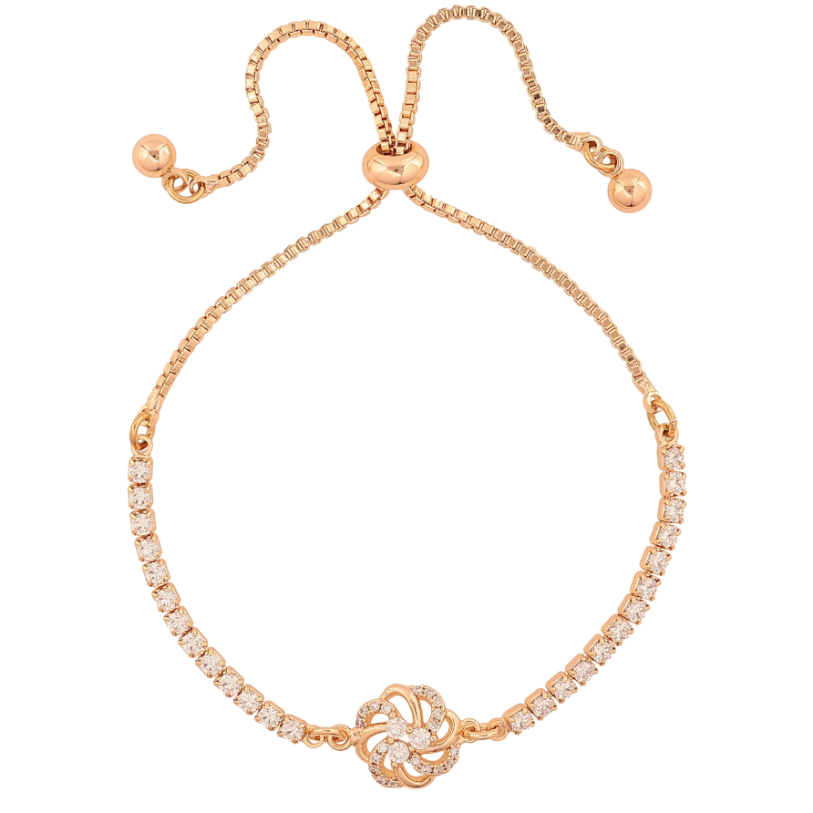 Браслет Xuping M&L цвет 18K "Дорожка кристаллов с цветочком" на бегунке 8-22см х 1-10мм фото №1 Браслет Xuping M&L цвет 18K "Дорожка кристаллов с цветочком" на бегунке 8-22см х 1-10мм фото №1