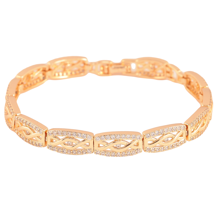 Браслет Xuping M&L колір 18К "Візерунок з кристалами" розмір 18.5см х 7мм фото №5 Браслет Xuping M&L колір 18К "Візерунок з кристалами" розмір 18.5см х 7мм фото №5