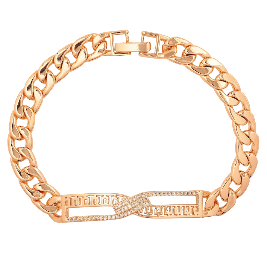 Браслет Xuping M&L цвет 18К "Цепочка Панцирная с декоративной вставкой" длинна 19см х 7-8мм фото №1