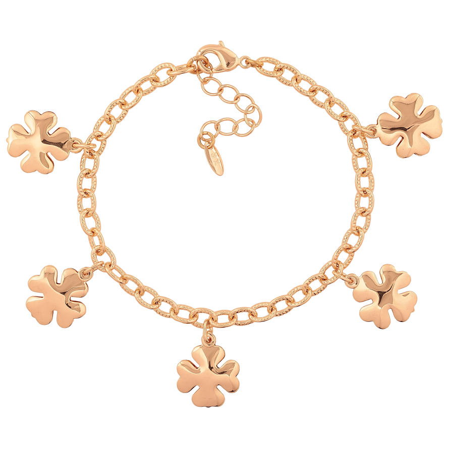 Браслет Xuping M&L колір 18К "Ланцюжок Якірний з підвісками конюшина" довжина з доп. ланцюжком 18.5-22см х 5мм фото №1 Браслет Xuping M&L колір 18К "Ланцюжок Якірний з підвісками конюшина" довжина з доп. ланцюжком 18.5-22см х 5мм фото №1