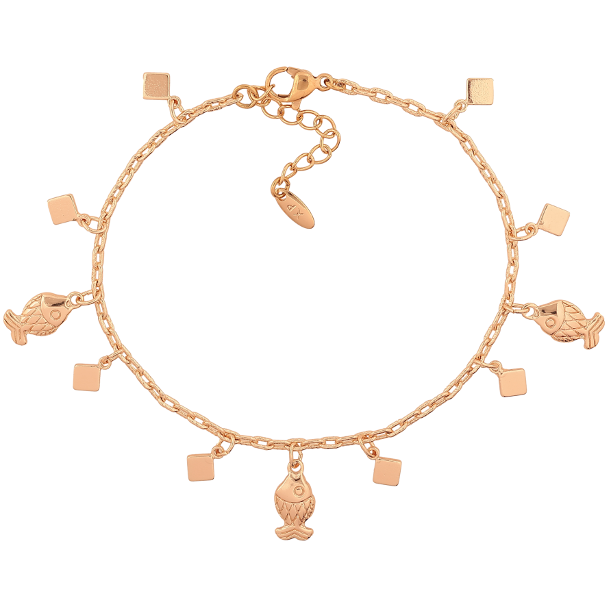 Браслет Xuping M&L цвет 18К "Цепочка с подвесками" длина с доп. цепочкой 18.5-22см х 2мм фото №1