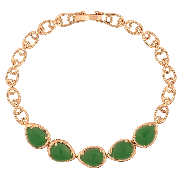 Браслет Xuping M&L цвет 18К "Цепочка с вставкой из зеленых камней" длинна 18см х 5-8мм фото №10