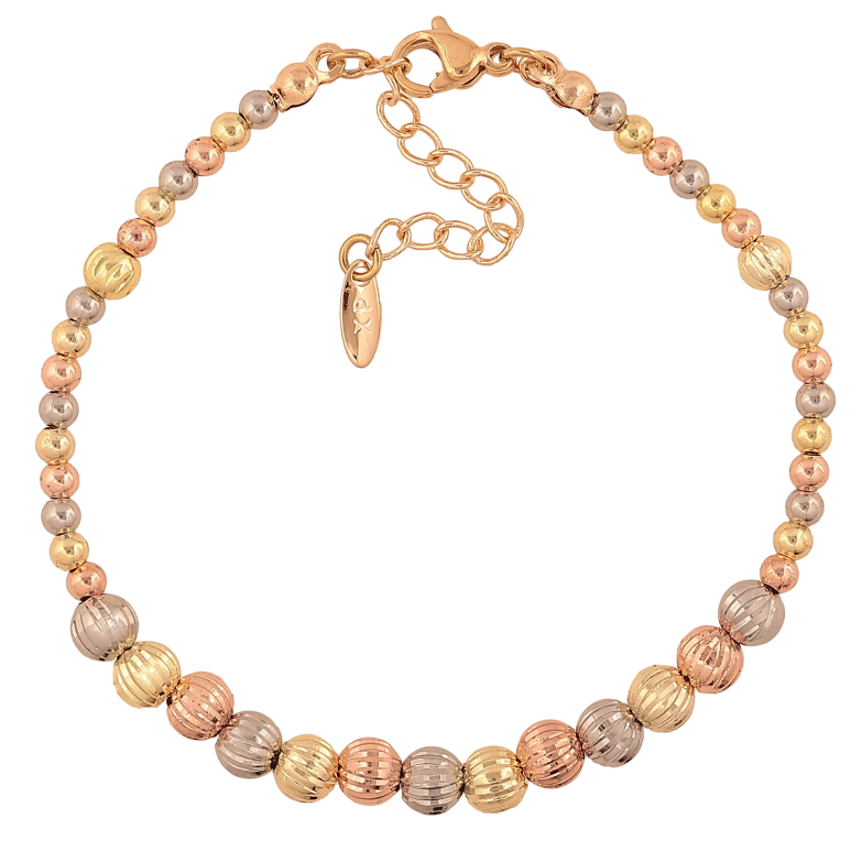 Браслет Xuping M&L колір 18К+14К+РО+Родій "Візерунок з намистин" довжина з дод. ланцюжком 16.5-20см х 3-5мм фото №1